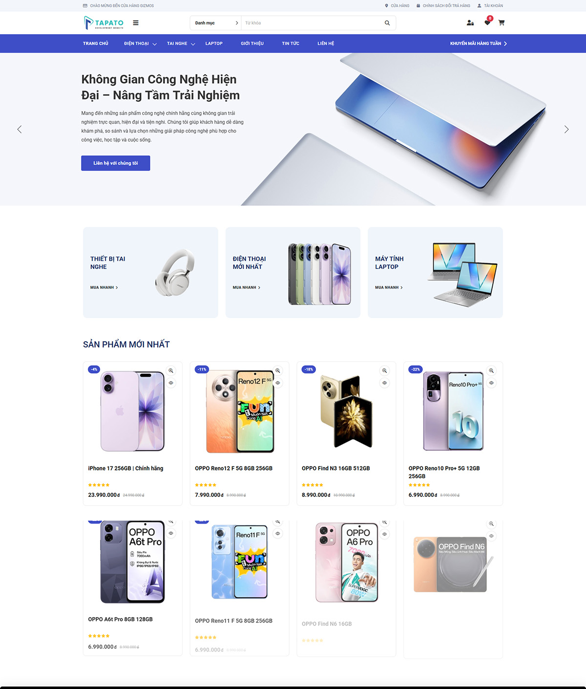 Website Công Nghệ – Không Gian Mua Sắm Thiết Bị Điện Tử Cao Cấp
