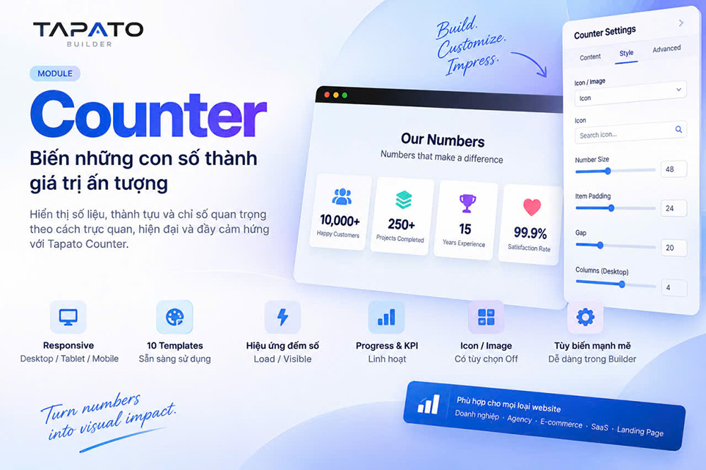 TAPATO COUNTER — Module hiển thị số liệu chuyên nghiệp cho Website