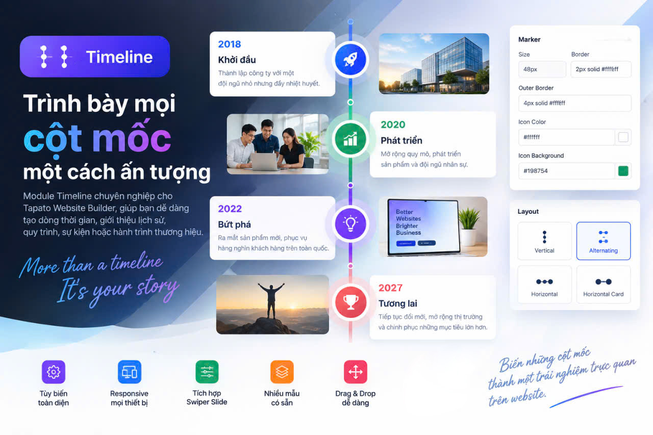 Tapato Module Timeline linh hoạt cho mọi Website một trải nghiệm trực quan
